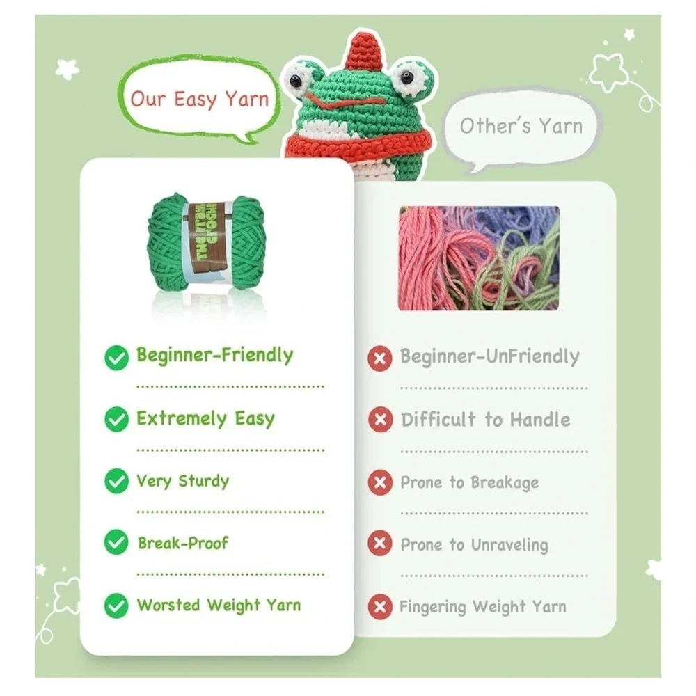 Learn to crochet frog kit, DIY crochet kit all you need NEW